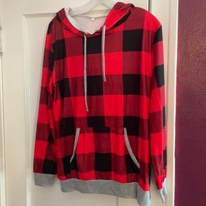 Red and black Buffalo plaid hoodie